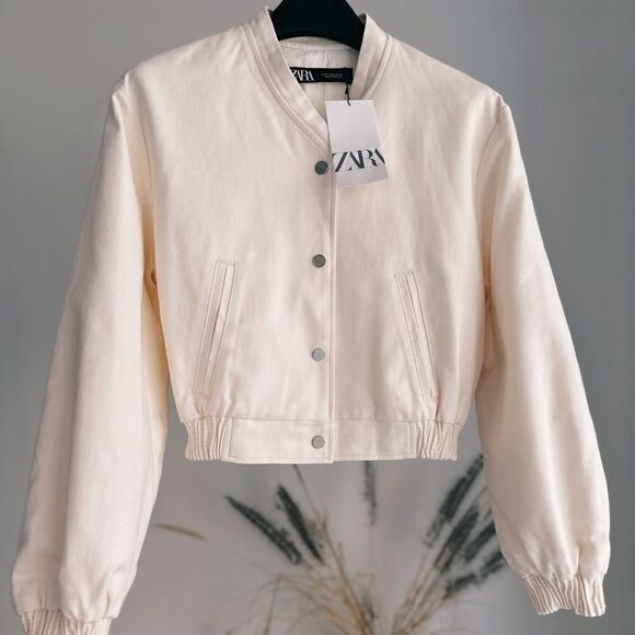 Zara Cropped Bomber Jacket New - Picture 1 of 8